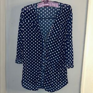 Stylish Navy Polka Dot Blouse